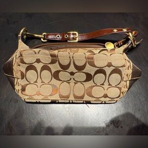 Coach Tan and Brown Monogram Pouch